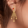 22K Royal peacock shaped gold earrings with red wings from Goldlites Collection