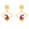 22K beautiful earrings with purple peacock design from Goldlites Collection