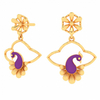 22K beautiful earrings with purple peacock design from Goldlites Collection