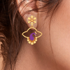 22K beautiful earrings with purple peacock design from Goldlites Collection