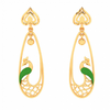 22K Gold earrings with intricately designed green peacock from Goldlites Collection