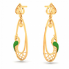 22K Gold earrings with intricately designed green peacock from Goldlites Collection