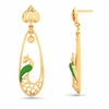 22K Gold earrings with intricately designed green peacock from Goldlites Collection