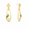 22K Gold earrings with intricately designed green peacock from Goldlites Collection