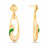 22K Gold earrings with intricately designed green peacock from Goldlites Collection