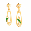 22K Gold earrings with intricately designed green peacock from Goldlites Collection