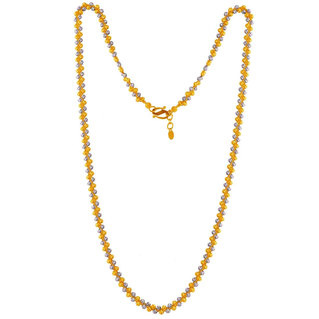 Two-Tone Gold Moff Chain - 22K Yellow Gold and White Gold Design
