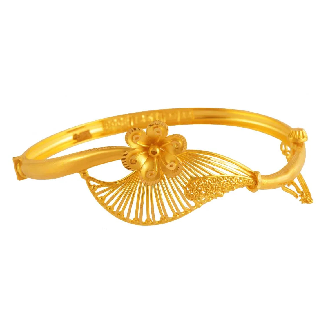 22K Gold Bangle With Blooming Flower Design For Women & Girls