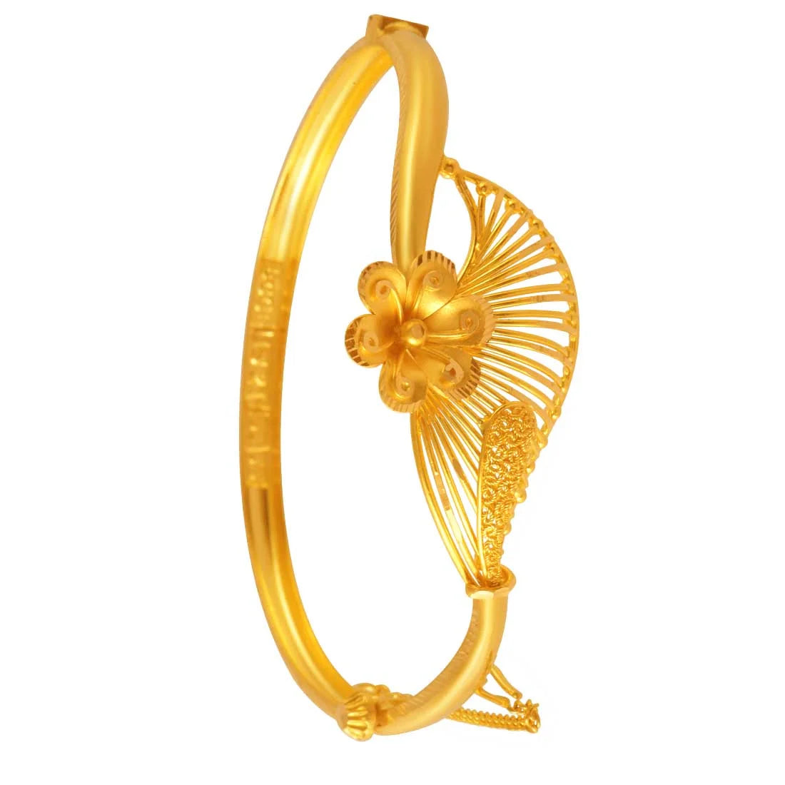 22K Gold Bangle With Blooming Flower Design For Women & Girls