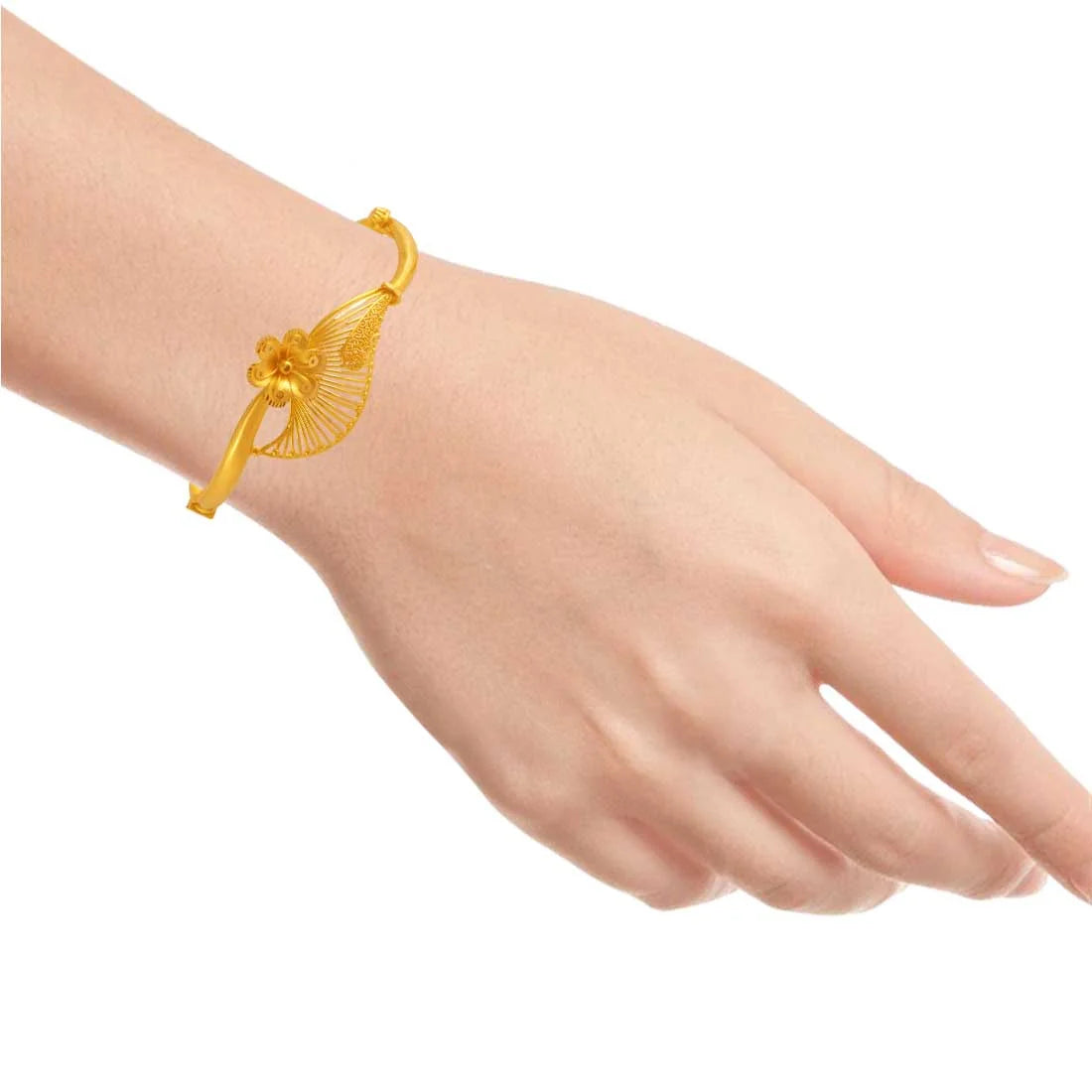 22K Gold Bangle With Blooming Flower Design For Women & Girls