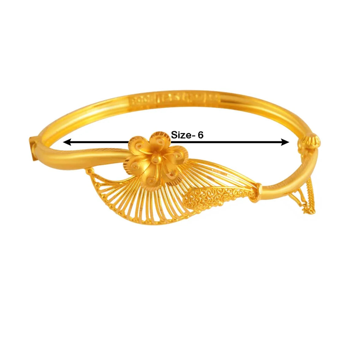 22K Gold Bangle With Blooming Flower Design For Women & Girls