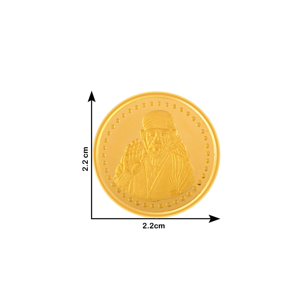 22k (916) 5 gm Sai Baba Yellow Gold Coin