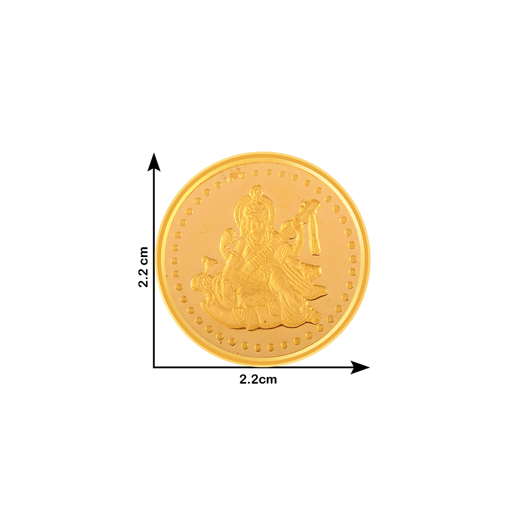 22k (916) 5 gm Saraswati Yellow Gold Coin