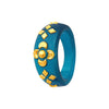 22KT (916) Yellow Gold Blue Pola Ring With Floral Embellishments For Women & Girls (Size 11)