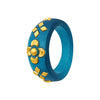 22KT (916) Yellow Gold Blue Pola Ring With Floral Embellishments For Women & Girls (Size 11)