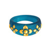 22KT (916) Yellow Gold Blue Pola Ring With Floral Embellishments For Women & Girls (Size 11)