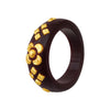 22KT (916) Yellow Gold Brown Pola Ring With Floral Embellishments For Women & Girls (Size 11)