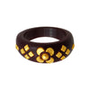 22KT (916) Yellow Gold Brown Pola Ring With Floral Embellishments For Women & Girls (Size 11)