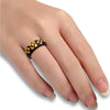 22KT (916) Yellow Gold Brown Pola Ring With Floral Embellishments For Women & Girls (Size 11)