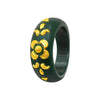 22KT (916) Yellow Gold Green Pola Ring With Floral Embellishments For Women & Girls (Size 11)