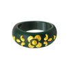 22KT (916) Yellow Gold Green Pola Ring With Floral Embellishments For Women & Girls (Size 11)