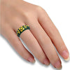 22KT (916) Yellow Gold Green Pola Ring With Floral Embellishments For Women & Girls (Size 11)