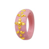 22KT (916) Yellow Gold Pink Pola Ring With Floral Embellishments For Women & Girls (Size 11)