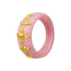 22KT (916) Yellow Gold Pink Pola Ring With Floral Embellishments For Women & Girls (Size 11)