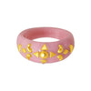 22KT (916) Yellow Gold Pink Pola Ring With Floral Embellishments For Women & Girls (Size 11)