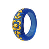 22KT (916) Yellow Gold Royal Blue Pola Ring With Floral Embellishments For Women & Girls (Size 11)