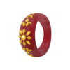 22KT (916) Yellow Gold Red Pola Ring With Floral Embellishments For Women & Girls (Size 12)