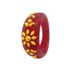 22KT (916) Yellow Gold Red Pola Ring With Floral Embellishments For Women & Girls (Size 12)