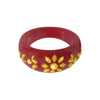 22KT (916) Yellow Gold Red Pola Ring With Floral Embellishments For Women & Girls (Size 12)