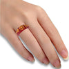 22KT (916) Yellow Gold Red Pola Ring With Floral Embellishments For Women & Girls (Size 12)