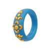 22KT (916) Yellow Gold Sky Blue Pola Ring With Floral Embellishments For Women & Girls (Size 11)