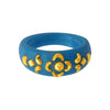 22KT (916) Yellow Gold Sky Blue Pola Ring With Floral Embellishments For Women & Girls (Size 11)