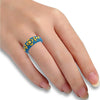 22KT (916) Yellow Gold Sky Blue Pola Ring With Floral Embellishments For Women & Girls (Size 11)