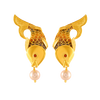 22K Gold Earrings In Fish Shape Adorned With A Pearl