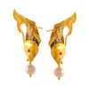 22K Gold Earrings In Fish Shape Adorned With A Pearl