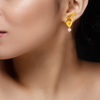 22K Gold Earrings In Fish Shape Adorned With A Pearl