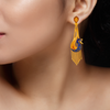 Gorgeous 22K Gold Hanging Earrings In A Peacock Design 