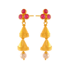 22K Gold Drop Earrings with Pearl and Meenakari Detailing