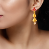 22K Gold Drop Earrings with Pearl and Meenakari Detailing