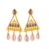 Unique 22K Gold Triangular Earrings with Cowrie Shells