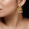 Unique 22K Gold Triangular Earrings with Cowrie Shells