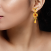 Stylish And Innovative 22K Gold Earrings With A Red Stone