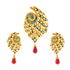 Elegant Peacock Shape 22k Gold Jewellery Set With A Red Stone 