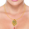 Elegant Peacock Shape 22k Gold Jewellery Set With A Red Stone 