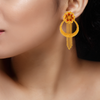 Exquisite 22K Gold Chand Bali Drop Earrings with Meenakari Floral Work