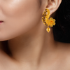 Intricate Floral Filigree 22K Gold Earrings